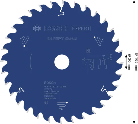 „Bosch EXPERT“ medienos diskinis pjūklas, 165 mm, T32.