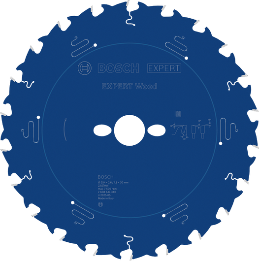 „Bosch EXPERT Wood“ diskinis pjūklo diskas, 254 mm, skirtas tiksliam medienos pjovimui.