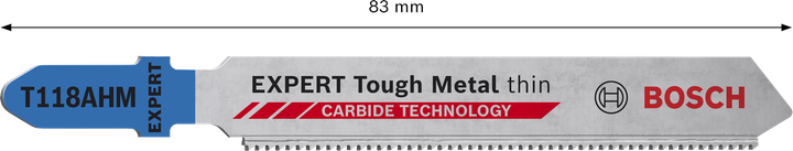 „Bosch EXPERT Tough Metal“ plonas T118AHM kietmetalio siaurapjūklio ašmenys.