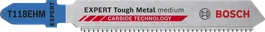 „Bosch EXPERT Tough Metal T118EHM“ siaurapjūklio ašmenys su kietmetalio dantimis.