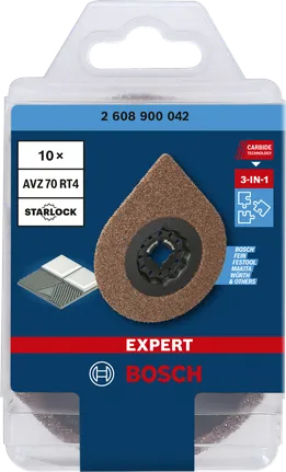 Daugiafunkcis įrankis „Bosch EXPERT 3 max AVZ 70 RT4“, glaistymo plokštelė, 70 mm pakuotė.