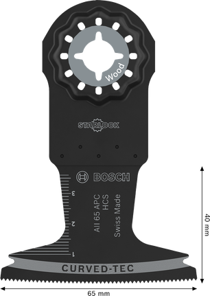 „Bosch Starlock“ medienos pjovimo diskas AII 65 APC, 65 x 40 mm.
