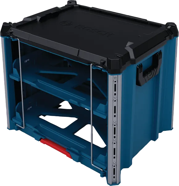 „Bosch L-BOXX Contractor Rack 2“ nešiojimo dėklų sistema.