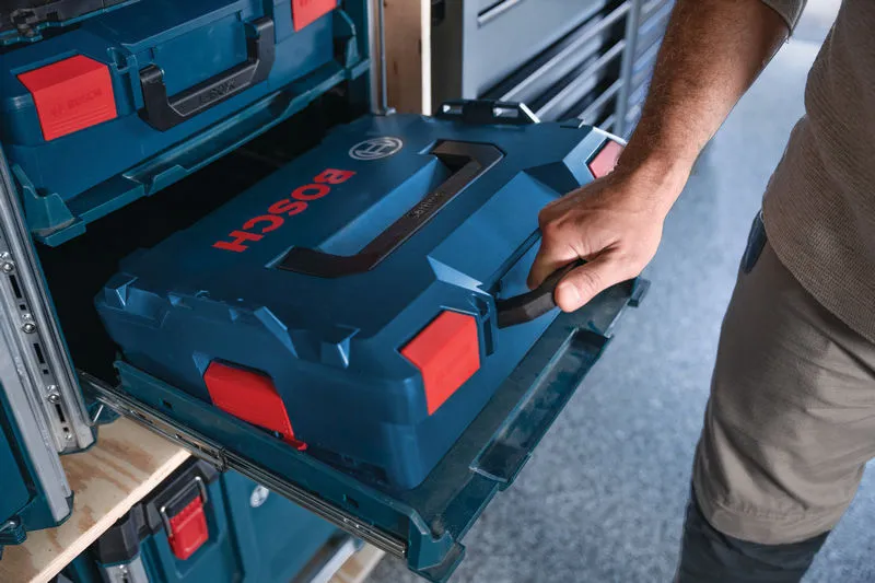 „Bosch L-BOXX Contractor Rack 2“ nešiojimo dėklų sistema.