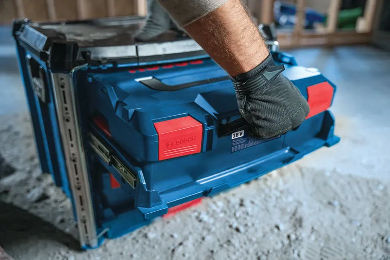 „Bosch L-BOXX Contractor Rack 2“ nešiojimo dėklų sistema.