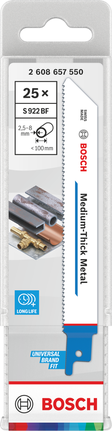 „Bosch S 922 BF“ bimetalinis peilis vidutinio storio metalui pjauti.