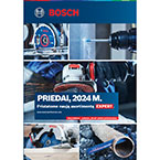Bosch Professional katalogas su įvairiais įrankiais ir technika, mėlyna ir balta spalva.