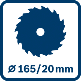 Zāģa asmens un centrālā atvēruma diameters 165/20 mm 