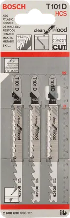Bosch T 101 D HCS figūrzāģa asmeņi tīrai koksnes griešanai.