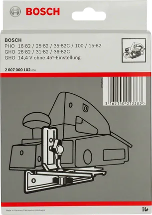 Bosch paralēlās vadotnes piederumu iepakojums.