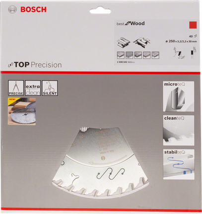 Bosch Top Precision Best for Wood 250 × 30 mm zāģa asmens.