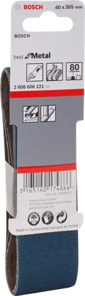 Bosch metāla slīpēšanas lente 40 × 305 mm, 80 graudi.
