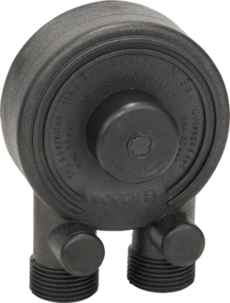 Bosch ūdenssūknis ar 1/2 un 3/4 collu šļūteņu savienojumiem.