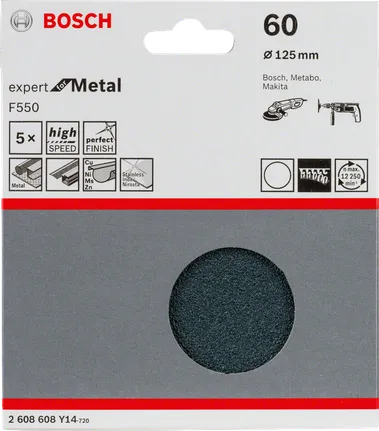 Bosch F550 slīpēšanas loksnes, 125 mm, 5 iepakojums.