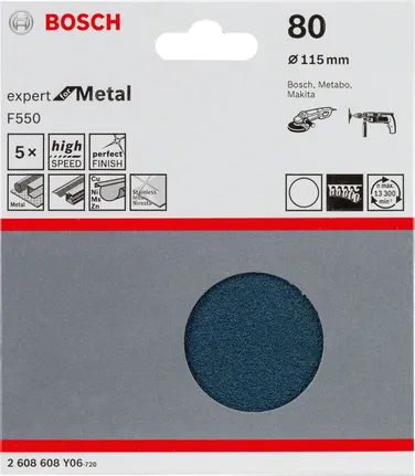 Bosch F550 slīpēšanas loksnes, 115 mm, 5 gab. iepakojumā.