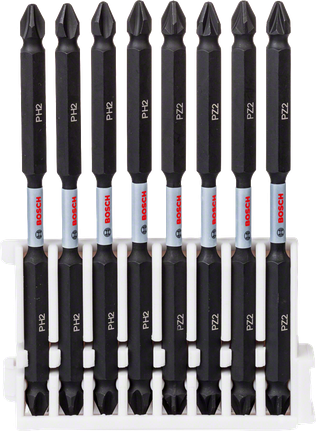 Bosch Impact Control skrūvgrieža uzgaļu komplekts, 8 gabali, PH2 PZ2, 110 mm.