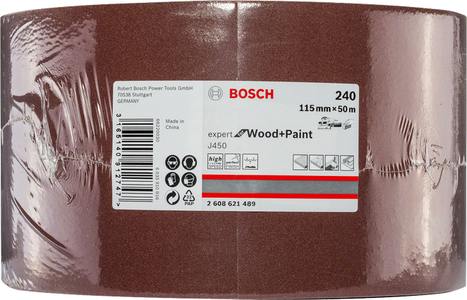 Bosch J450 koka krāsas slīpēšanas rullis 115 mm x 50 m G240.