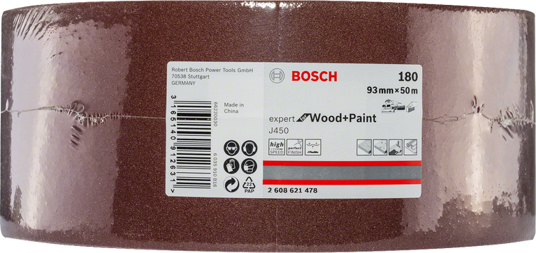 Bosch J450 Expert koksnes krāsas abrazīvs rullis 93 mm x 50 m G180.