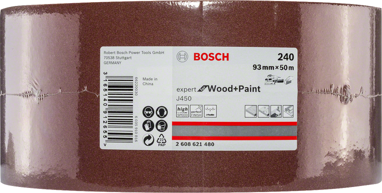Bosch J450 Expert koksnes un krāsas slīpēšanas rullis 93 mm x 50 m, G240.