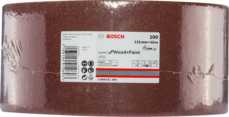 Bosch J450 Expert for Wood and Paint 115 mm x 50 m slīpēšanas rullis G100.