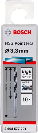 Bosch HSS vērpšanas urbis PointTeQ 3,3 mm, liels ātrums.