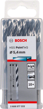 Bosch HSS spirālveida urbju komplekts PointTeQ 5,4 mm.