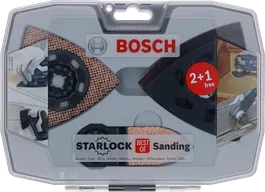 Bosch Starlock slīpēšanas komplekts ar karbīda asmeni un slīpēšanas plāksnēm.