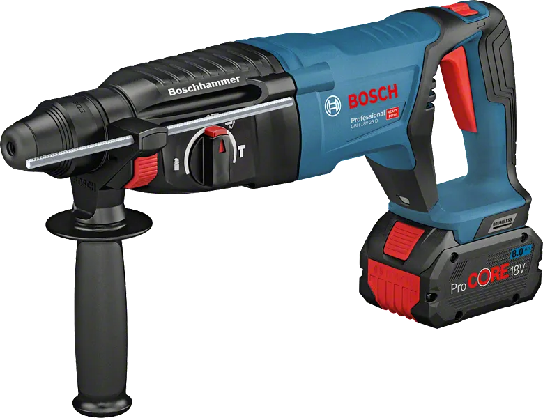 Bosch GBH 18V-26 D perforators ar ProCORE 18V akumulatoru.