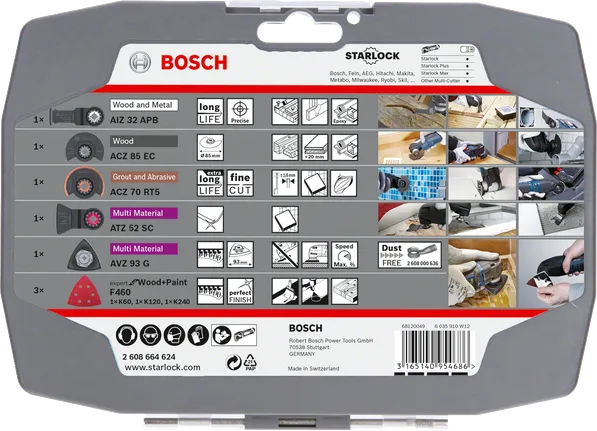 Bosch Starlock komplekts renovācijai ar daudzmateriālu asmeņiem.