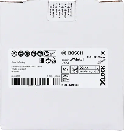 Bosch X-LOCK šķiedru slīpēšanas disks 115 mm G 80 metālam.