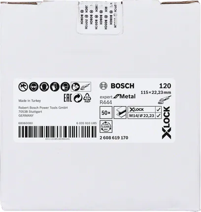 Bosch X-LOCK šķiedras slīpēšanas disks 115 mm G120 metālam.