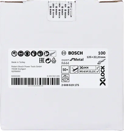 Bosch X-LOCK šķiedru slīpēšanas disks 125 mm G100 metālam.