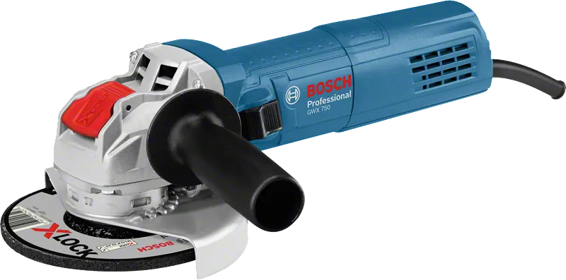Bosch GWX 750 leņķa slīpmašīna ar X-LOCK disku.