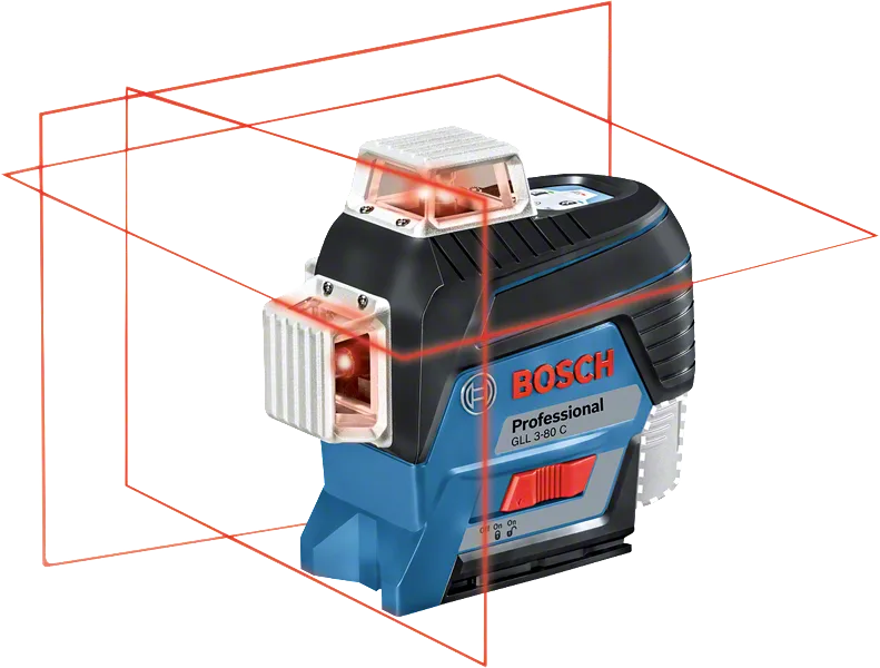 Bosch GLL 3-80 C lāzera līmeņošanas instruments ar 360° līnijām.