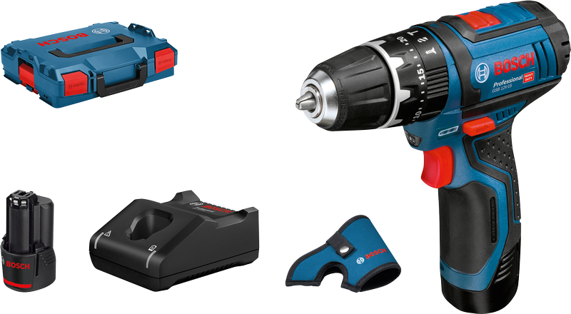 Bosch GSB 12V-15 akumulatora urbjmašīnas/skrūvgrieža komplekts.