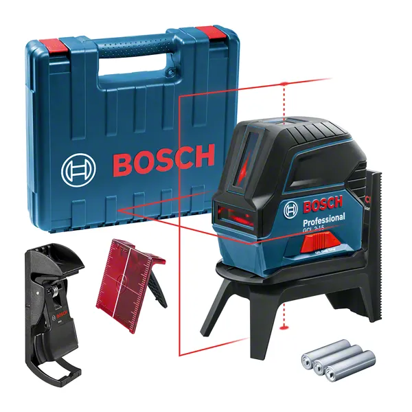 Bosch GCL 2-15 lāzera līmeņošanas instruments ar koferi un piederumiem.