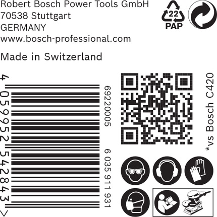 Bosch EXPERT C470 smilšpapīra iepakojums.
