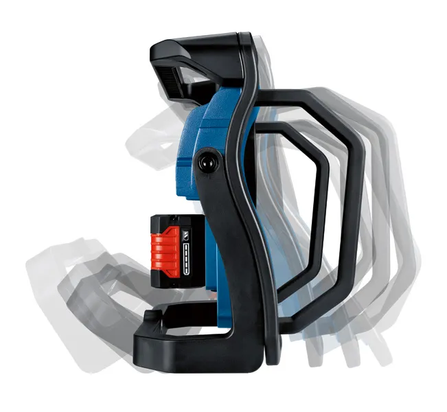 Bosch GLI 18V-10000 C akumulatora darba lukturis ar regulējamu statīvu.