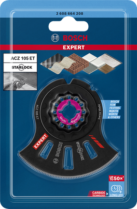 Bosch EXPERT ACZ 105 ET karbīda segmentu zāģa asmens dažādu materiālu griešanai.