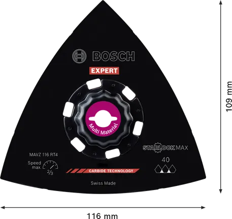 Bosch EXPERT slīpēšanas plāksne MAVZ 116 RT4, karbīds, 116 mm.