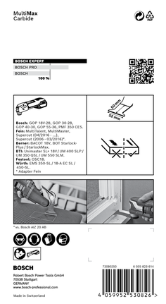 Bosch EXPERT MultiMax PAII 52 mm daudzfunkcionālā instrumenta asmens 2-1/16″.