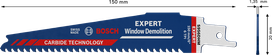 Bosch EXPERT logu demontāžas zāģa asmens, karbīda tehnoloģija.
