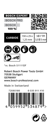 Bosch EXPERT Wood with Metal Demolition S967XHM karbīda zāģa asmeņu komplekts.