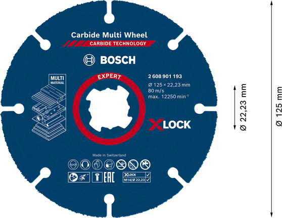 Bosch EXPERT daudzmateriālu karbīda griešanas disks, X-Lock.