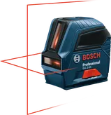Bosch GLL 2-10 lāzera līmeņošanas instruments projicē krusteniskās līnijas.