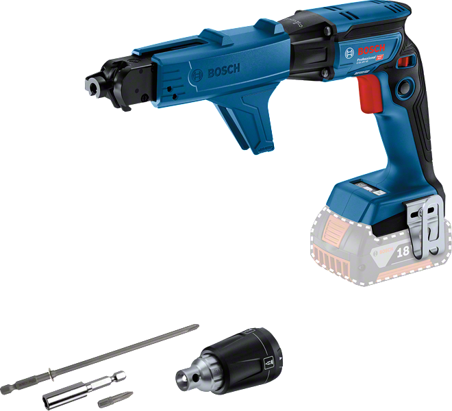 Bosch GTB 18V-45 akumulatora ģipškartona skrūvgriežu komplekts.