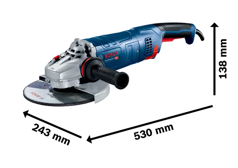 Bosch GWS 24-230 JZ leņķa slīpmašīna ar ergonomisku rokturi.