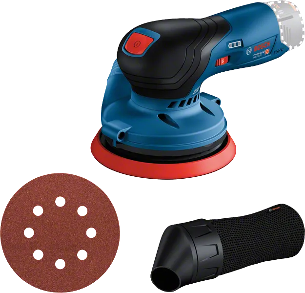 Bosch GEX 12V-125 akumulatora ekscentra slīpmašīnu komplekts.