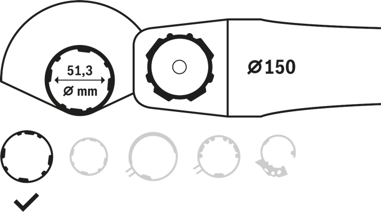Bosch kombinētais aizsargs leņķa slīpmašīnām, regulējams 51,3 mm.