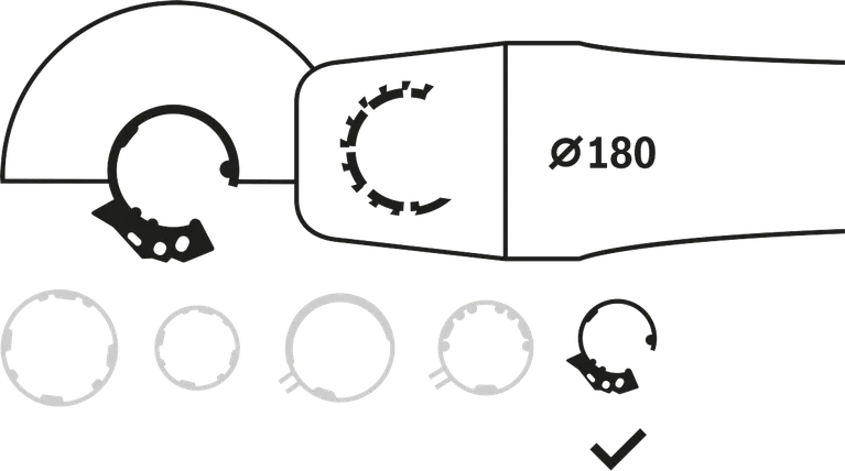 Bosch kombinētā aizsarga skava 180 mm leņķa slīpmašīnai.